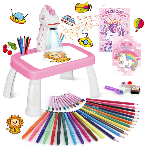 3-in-1 Giraffe LED Projector Drawing Table for Kids Large Size