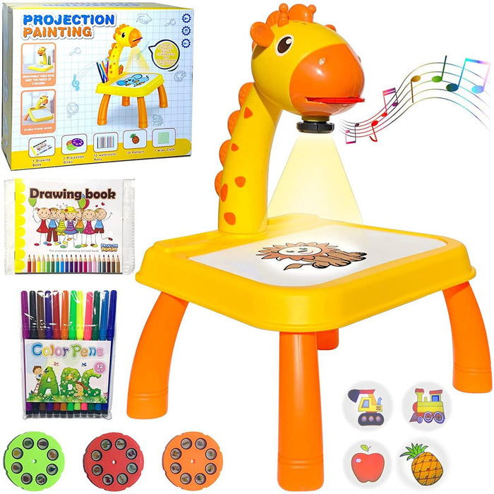 3-in-1 Giraffe LED Projector Drawing Table for Kids