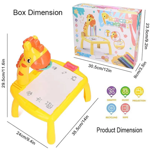 3-in-1 Giraffe LED Projector Drawing Table for Kids