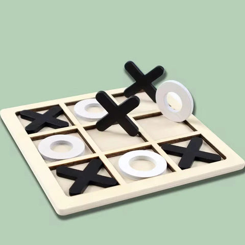 Wooden Tic-Tac-Toe Board Game – Classic XO Table Game Toy