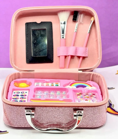Girls Real Makeup Kit – Zipper Box Cosmetic Toy Set for Kids