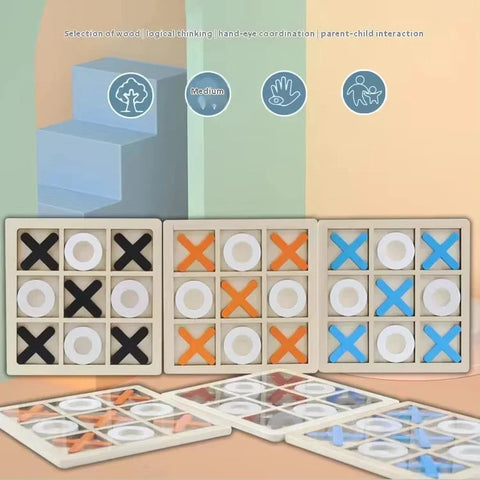 Wooden Tic-Tac-Toe Board Game – Classic XO Table Game Toy