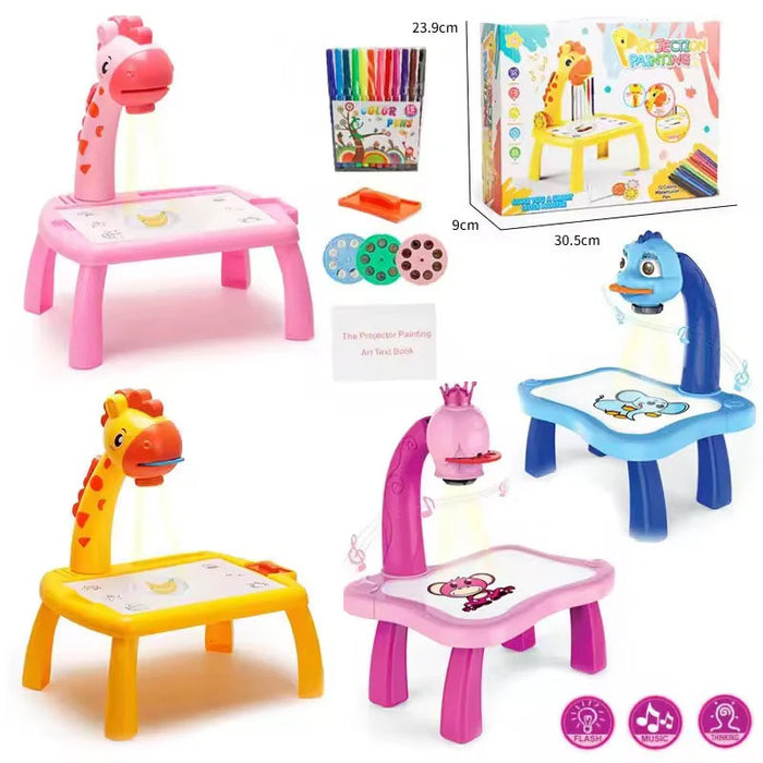 3-in-1 Giraffe LED Projector Drawing Table for Kids Large Size