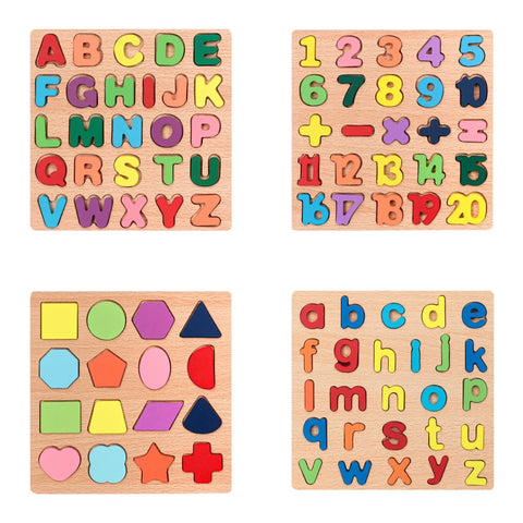 Wooden Shapes for Kids - Early Development Set (16 Shapes)