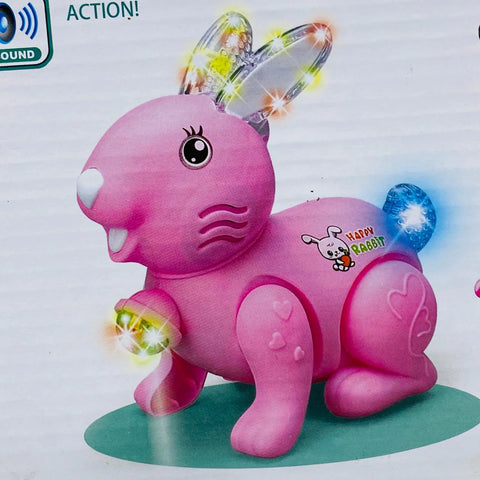 Cute Bunny Rabbit With Soft Sound, Bright Light And Jumping