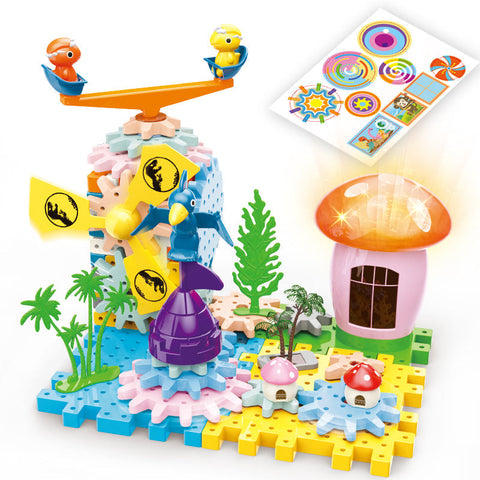 Dinosaur Gear Building Set – 37 Pcs Electric Rotating Toy