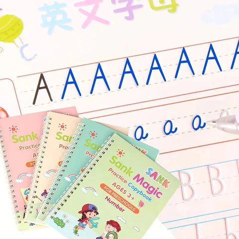 Magic Auto-Disappearing Hand Writing Books Set (Pack of 4)